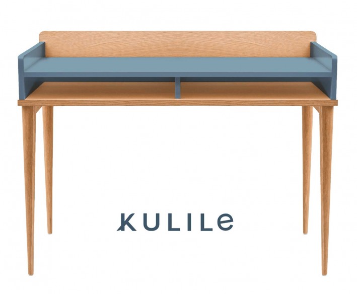 KULILE • Petit Bureau Chêne Naturel — FLAK Bleu Nuit