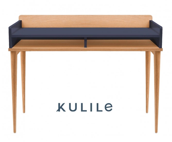 KULILE • Petit Bureau Chêne Naturel — FLAK Bleu Nuit